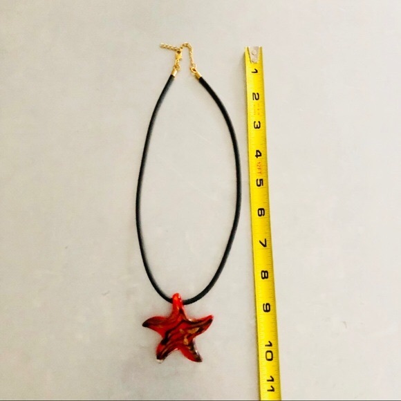⭐️Murano Glass⭐️Red Gold Star Glass Pendant Necklace Handcrafted Women's Jewelry - Picture 7 of 7